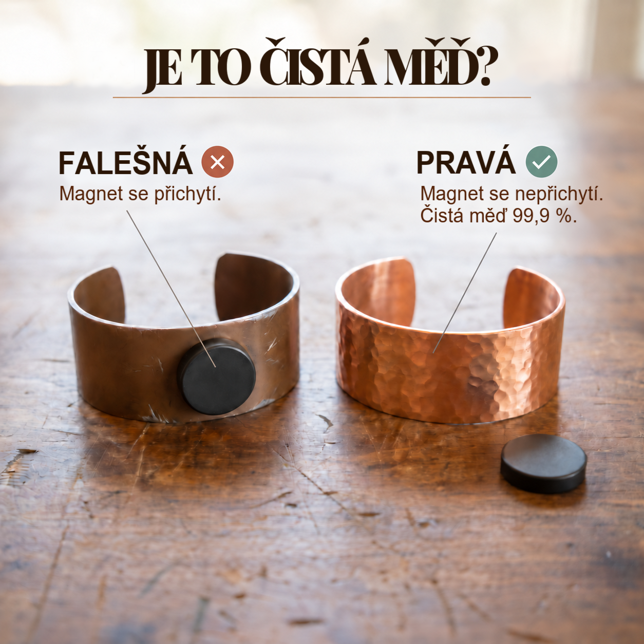 Test čisté mědi magnetem: falešná a pravá měď